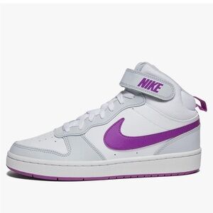 Nike Court Borough Mid 2 GS Shoes - White/Fuchsia Glow - Size 5.5 Y (7W) NIB/NWT